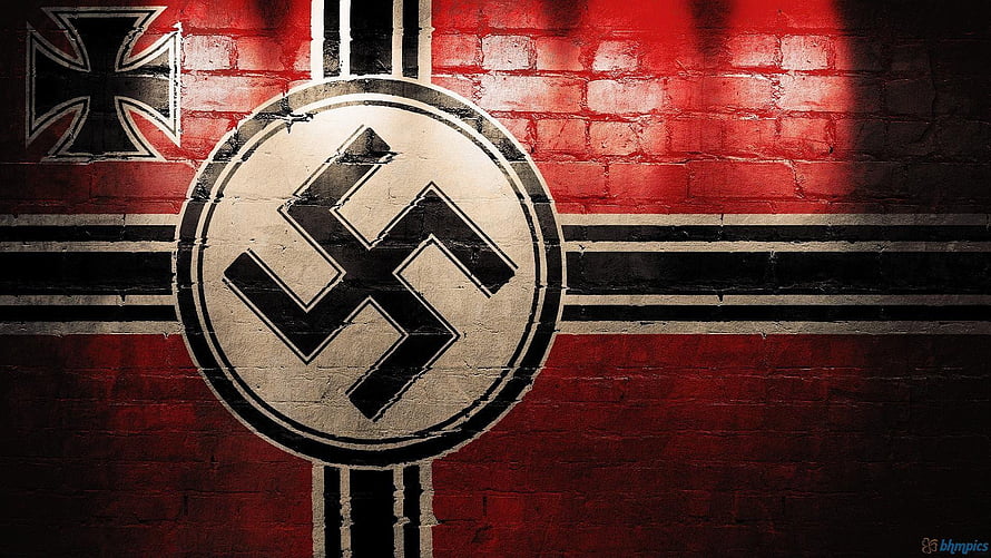 Nazi Germany Flag Design With Iron Cross And Swastika On Red Brick Wall HD wallpaper