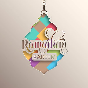 Colorful Ramadan Kareem Ornament with Geometric Pattern and Elegant Calligraphy HD phone wallpaper