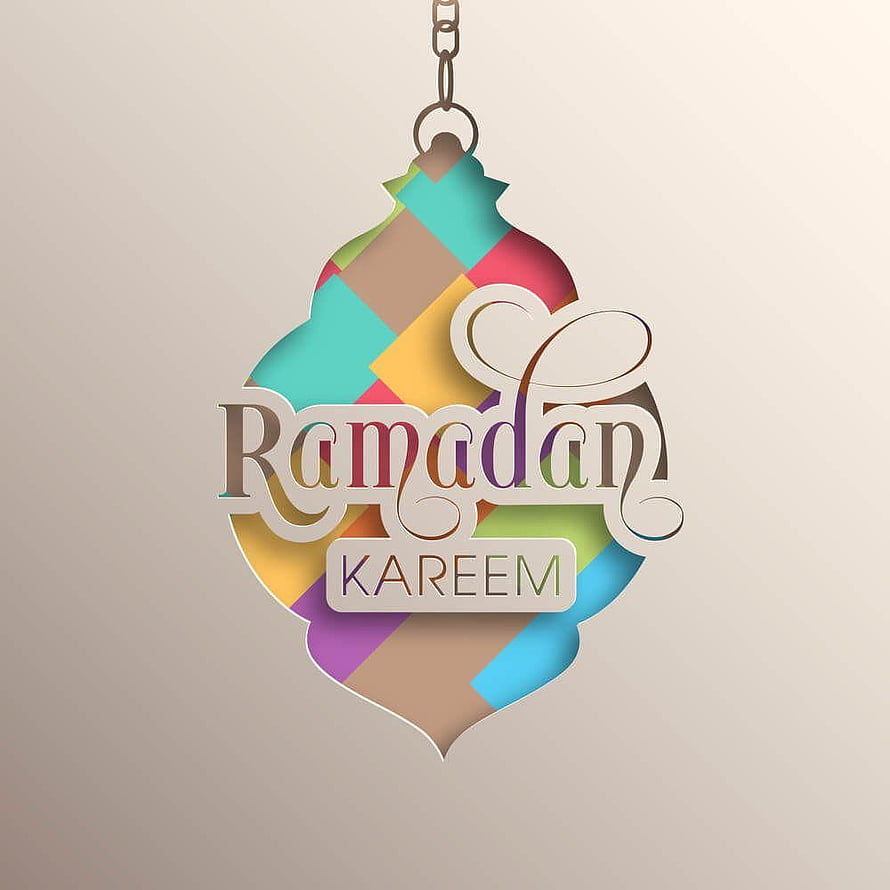 Colorful Ramadan Kareem Ornament with Geometric Pattern and Elegant Calligraphy HD phone wallpaper