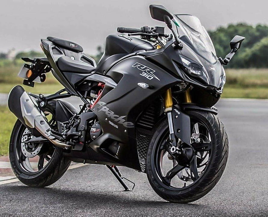 TVS Apache RR 310 Matte Black Sport Motorcycle on Asphalt Road HD wallpaper