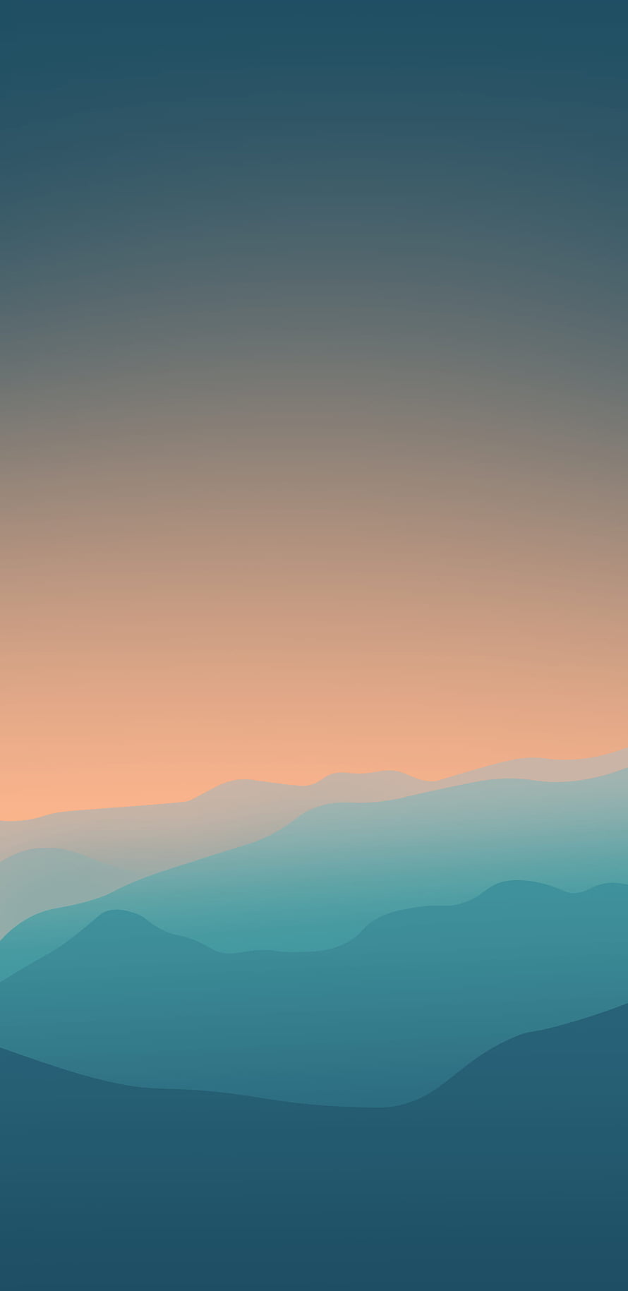 Minimalist Layered Mountain Landscape with Warm Sunset Gradient Sky HD phone wallpaper