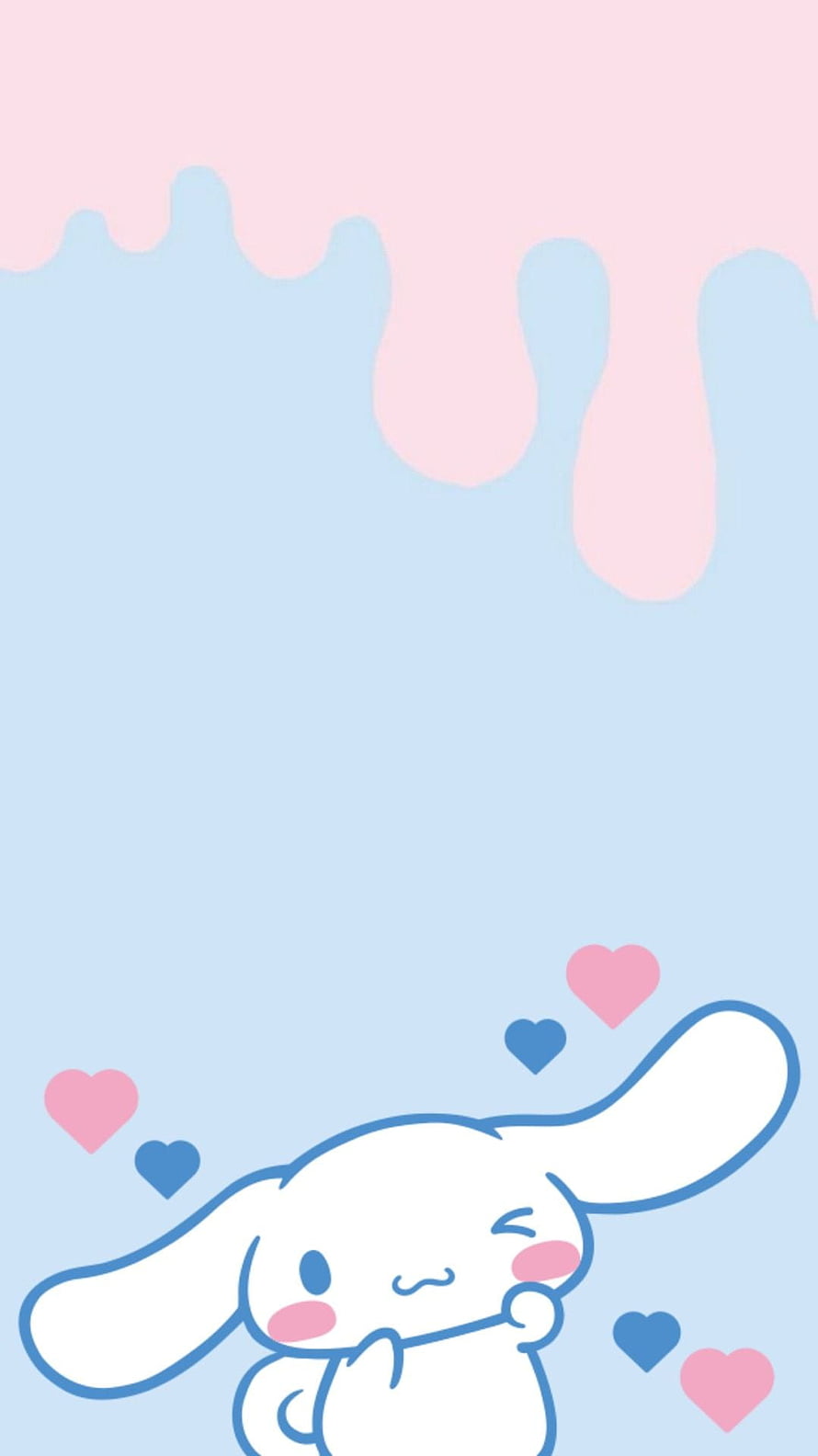 Cinnamoroll Sanrio Character with Floating Hearts on Pastel Blue and Pink Background HD phone wallpaper