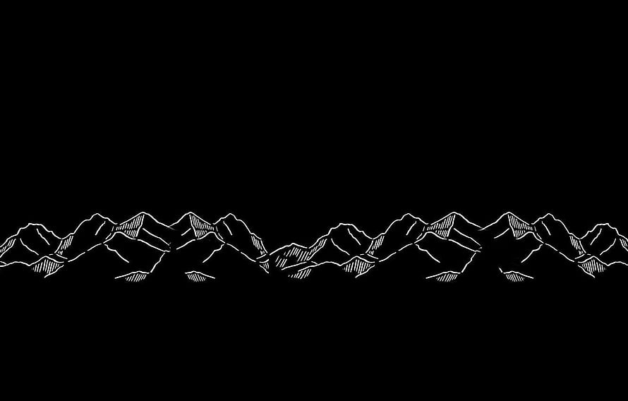 Minimalist White Line Mountain Range Illustration on Black Background HD wallpaper