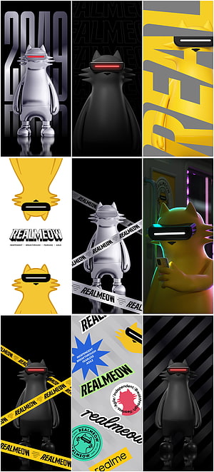 Realmeow Mascot 3D Render Collection with Futuristic Cyberpunk Aesthetic HD phone wallpaper