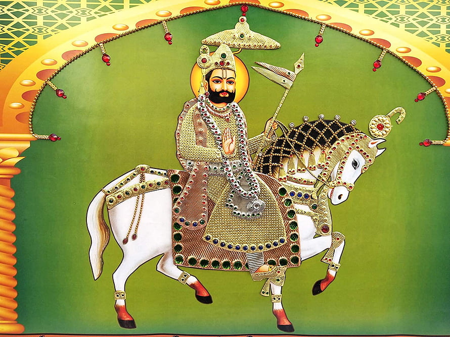 Baba Ramdev Maharaj on White Horse Traditional Indian Miniature Painting HD wallpaper