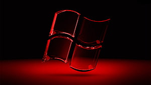 Glossy Red Windows Logo on Black Background HD wallpaper