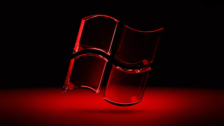 Glossy Red Windows Logo on Black Background HD wallpaper