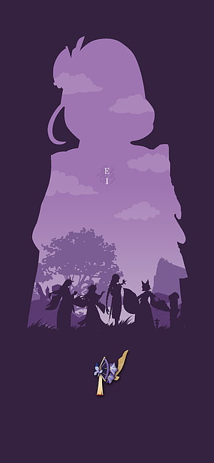 Genshin Impact Ei Character Silhouette Wallpaper with Traveler Group HD phone wallpaper