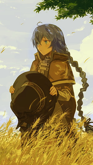 Roxy Migurdia from Mushoku Tensei Standing in a Golden Wheat Field HD phone wallpaper