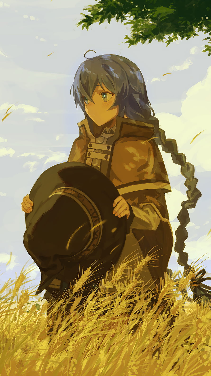 Roxy Migurdia from Mushoku Tensei Standing in a Golden Wheat Field HD phone wallpaper