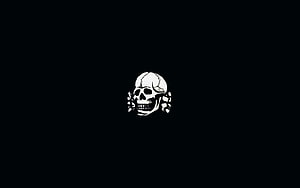 White Skull and Crossbones Icon on Black Background HD wallpaper