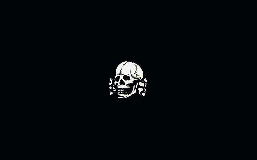 White Skull and Crossbones Icon on Black Background HD wallpaper