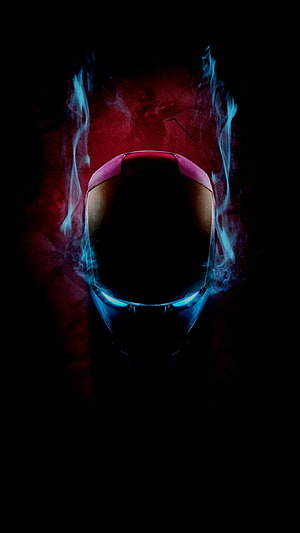 Iron Man Helmet with Glowing Blue Eyes and Mystical Blue Flames, Iron Man OLED, iron man amoled HD phone wallpaper