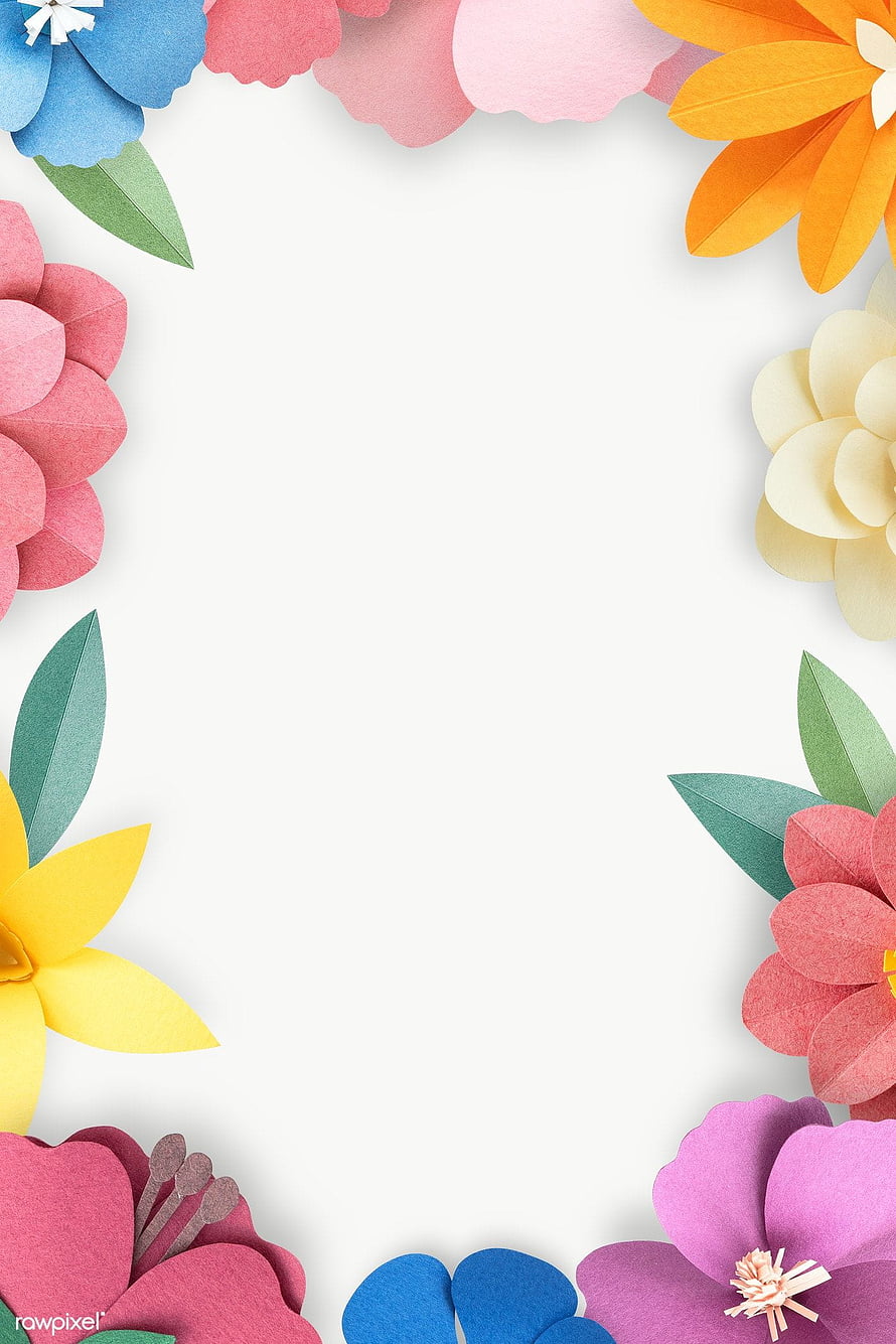 Colorful Paper Flower Frame with Tropical Botanical Border Design HD phone wallpaper