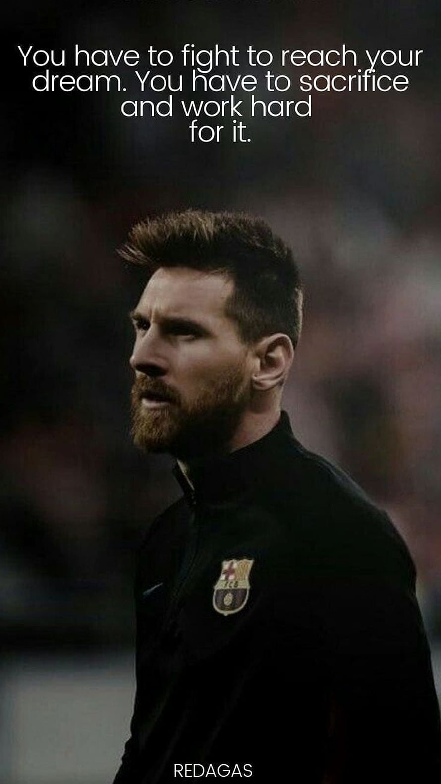 Lionel Messi in Barcelona Training Jacket with Motivational Quote Overlay HD phone wallpaper