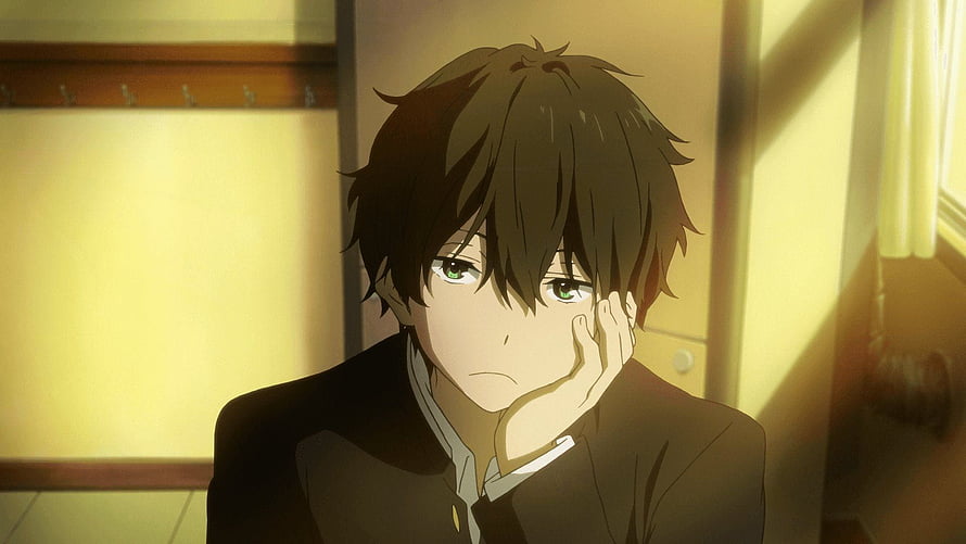 Houtarou Oreki from Hyouka in a contemplative school uniform portrait HD wallpaper