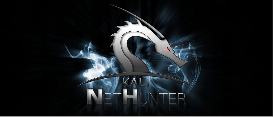 Kali Nethunter Logo Wallpaper With Metallic Dragon Head And Blue Smoke HD wallpaper