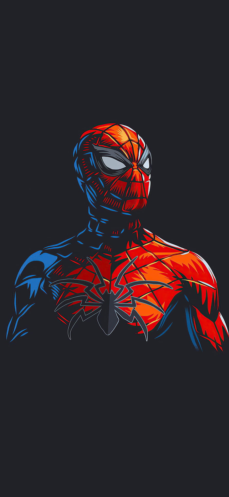 Spider-Man Portrait Artwork with Red and Blue Suit on Dark Background, spiderman vector, #Spiderman HD phone wallpaper