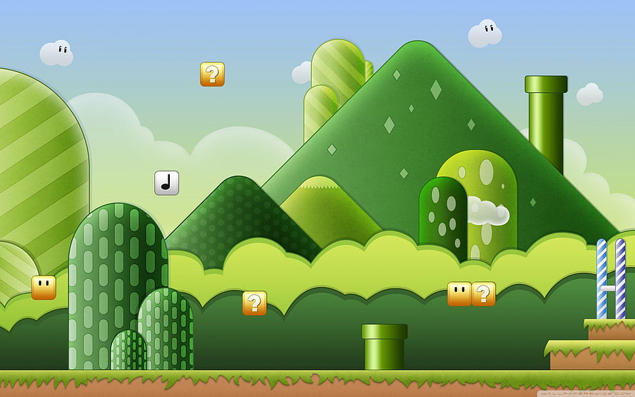 Super Mario World Green Hill Zone Landscape Background HD wallpaper