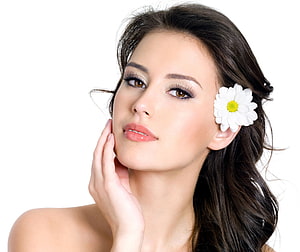 Elegant Portrait of a Woman with a White Daisy in Her Hair, Beautiful Women and, women hair salon HD wallpaper