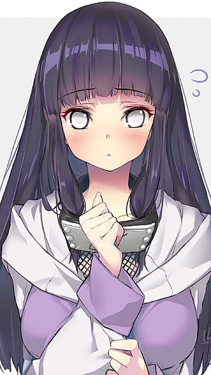 Hinata Hyuga Anime Character Portrait with Long Dark Hair and Blushing Expression HD phone wallpaper