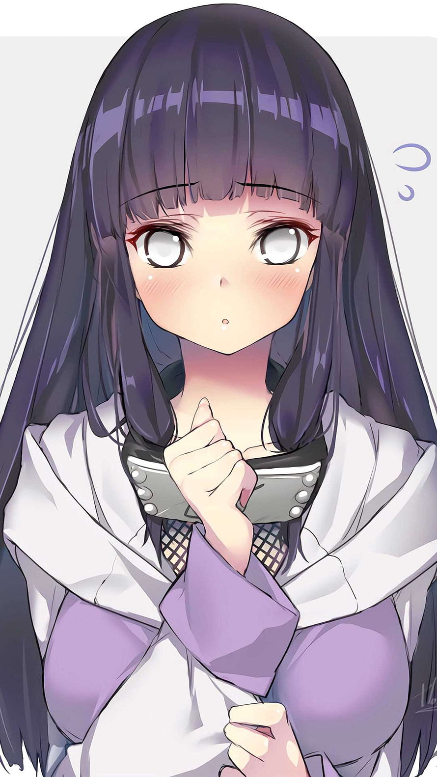 Hinata Hyuga Anime Character Portrait with Long Dark Hair and Blushing Expression HD phone wallpaper