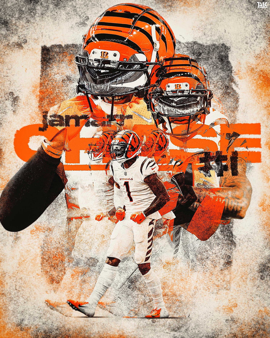 Ja'Marr Chase Cincinnati Bengals American Football Player Artwork HD phone wallpaper