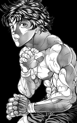 Baki Hanma Black and White Manga Illustration with Cracked Skin HD phone wallpaper
