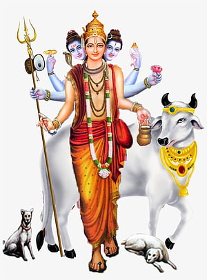 Lord Shiva Hindu God Illustration with Nandi Bull, Trishul, and Sacred Animals HD phone wallpaper