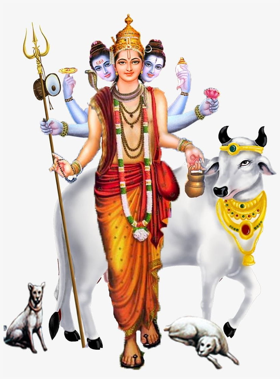 Lord Shiva Hindu God Illustration with Nandi Bull, Trishul, and Sacred Animals HD phone wallpaper