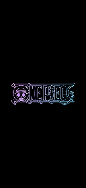 One Piece Neon Logo Wallpaper with Skull and Crossbones HD phone wallpaper