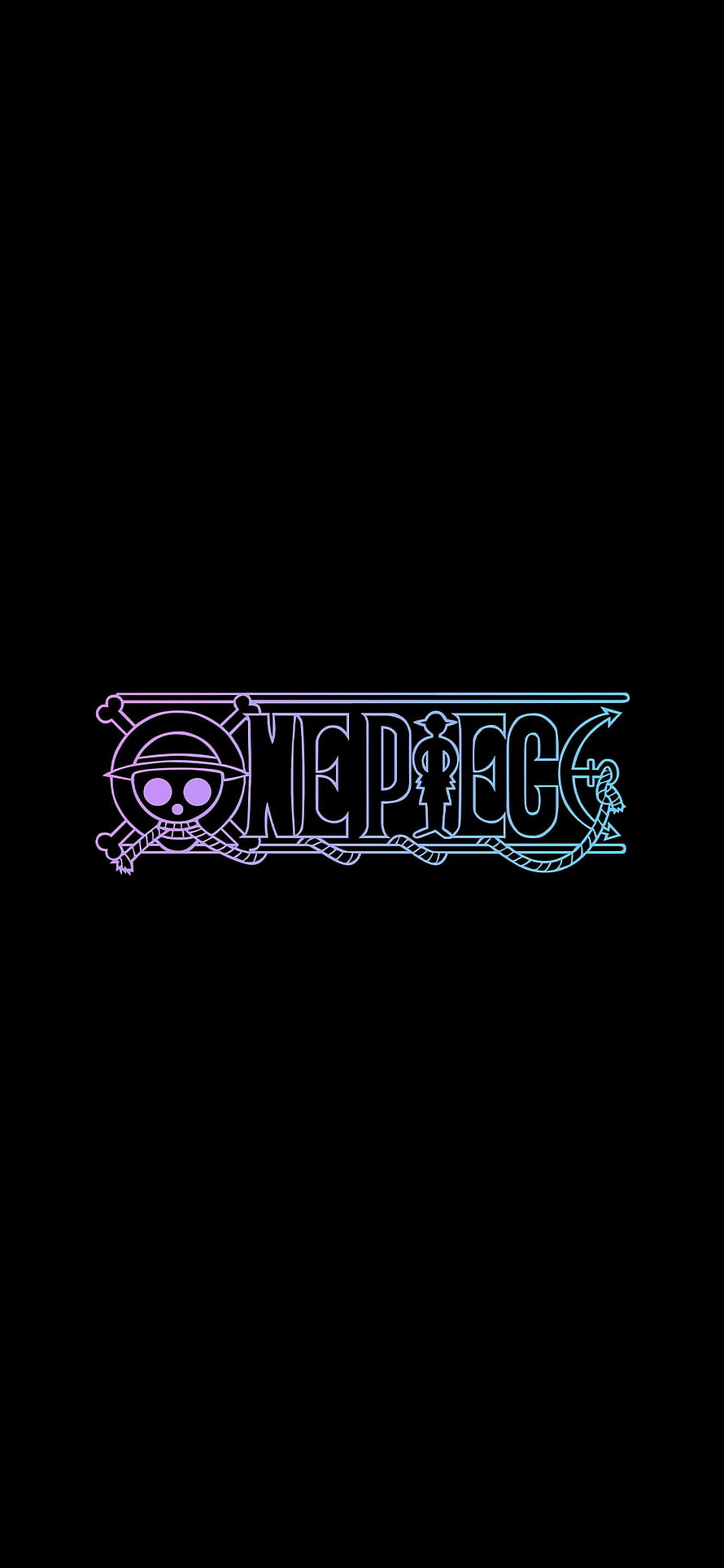 One Piece Neon Logo Wallpaper with Skull and Crossbones HD phone wallpaper