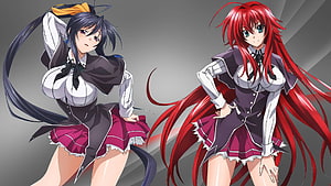 Highschool DxD Rias Gremory and Akeno Himejima in School Uniforms HD wallpaper