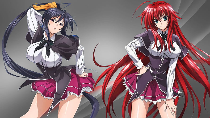 Highschool DxD Rias Gremory and Akeno Himejima in School Uniforms HD wallpaper