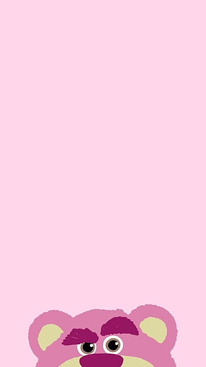 Lotso from Toy Story 3 Peeking Up From Bottom on Soft Pink Background HD phone wallpaper