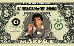 Al Pacino as Tony Montana in Scarface Dollar Bill Design HD wallpaper