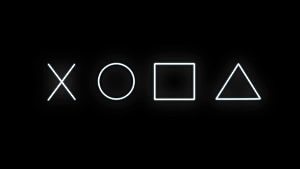 Glowing PlayStation Controller Button Icons on Black Background HD wallpaper