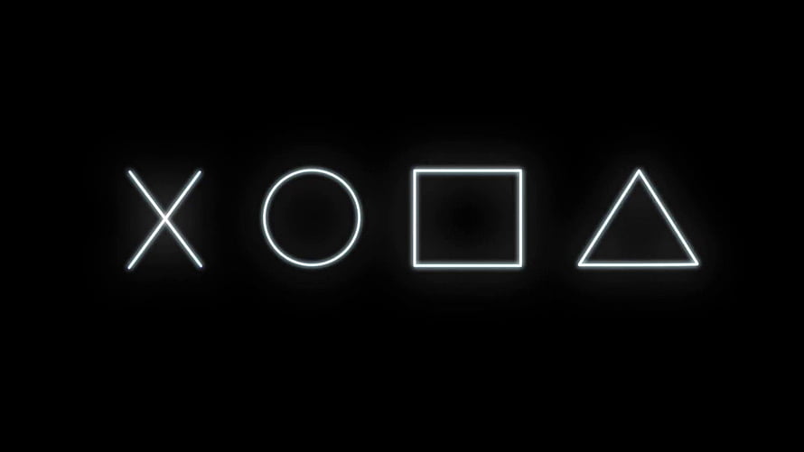 Glowing PlayStation Controller Button Icons on Black Background HD wallpaper