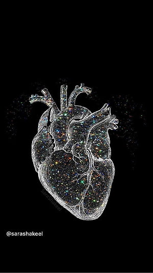 Galaxy Human Heart Anatomy Artwork With Glittering Stars On Black Background, Pin on Medical student, medical heart HD phone wallpaper