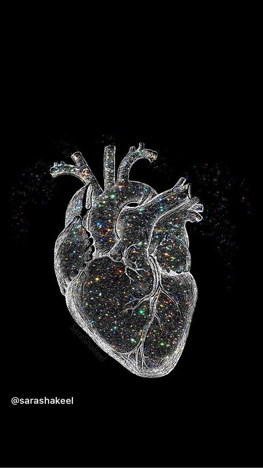 Galaxy Human Heart Anatomy Artwork With Glittering Stars On Black Background, Pin on Medical student, medical heart HD phone wallpaper
