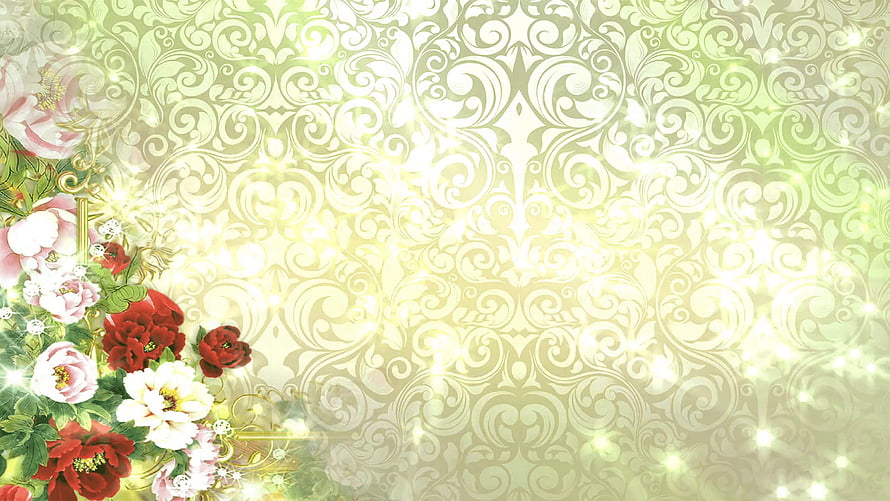 Elegant Floral Wedding Background with Damask Pattern and Soft Light HD wallpaper