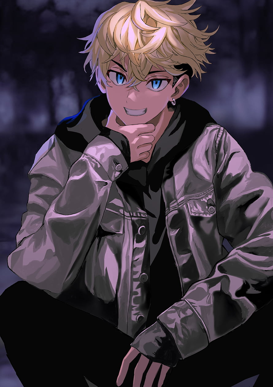 Matsuno Chifuyu Anime Character in Grey Jacket with Confident Smile HD phone wallpaper