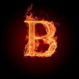 Fiery Letter B Alphabet Design With Burning Flames On Dark Background HD phone wallpaper