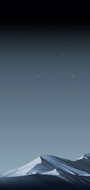 Minimalist Snowy Mountain Landscape Under a Starry Night Sky HD phone wallpaper