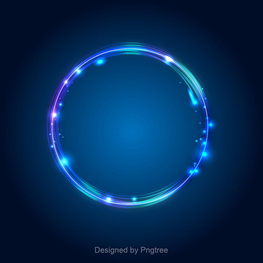 Glowing Neon Blue Circle Frame with Luminous Particles on Dark Background HD phone wallpaper