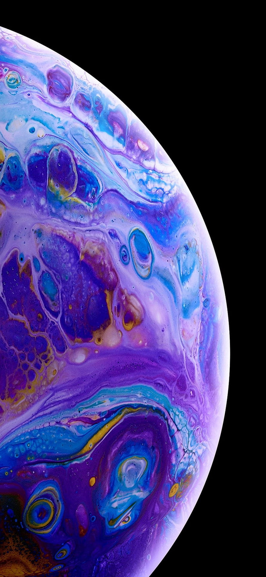 Vibrant Purple and Blue Fluid Art Planet on Black Background HD phone wallpaper