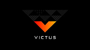 HP Victus Gaming Laptop Logo Wallpaper with Orange Gradient V Emblem on Black Background HD wallpaper