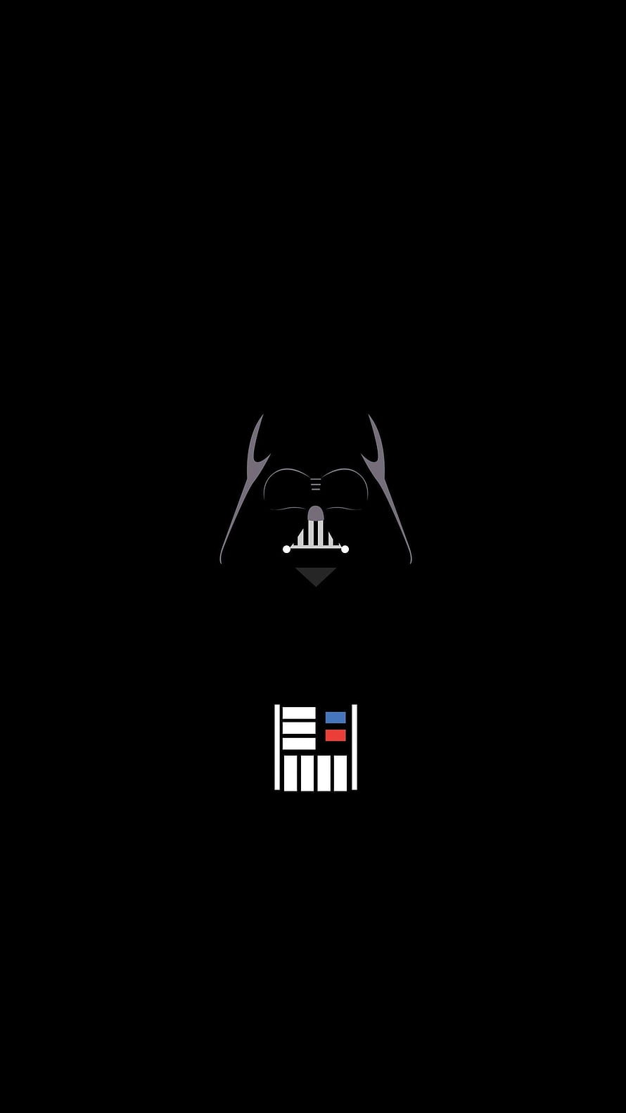 Minimalist Darth Vader Helmet Icon on Black Background HD phone wallpaper