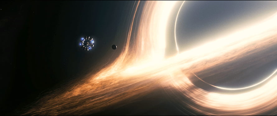 Interstellar Movie Gargantua Black Hole and Endurance Spaceship Wallpaper HD wallpaper