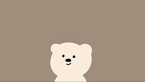 Cute Minimalist White Bear Illustration on Brown Background HD wallpaper